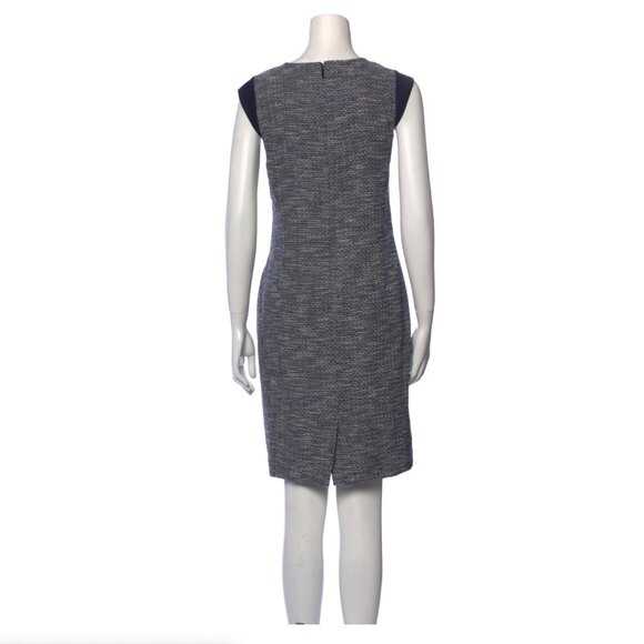 Lafayette 148 Navy Blue Sheath Dress Black White Textured Tweed Knit - Size 6 - Picture 13 of 14